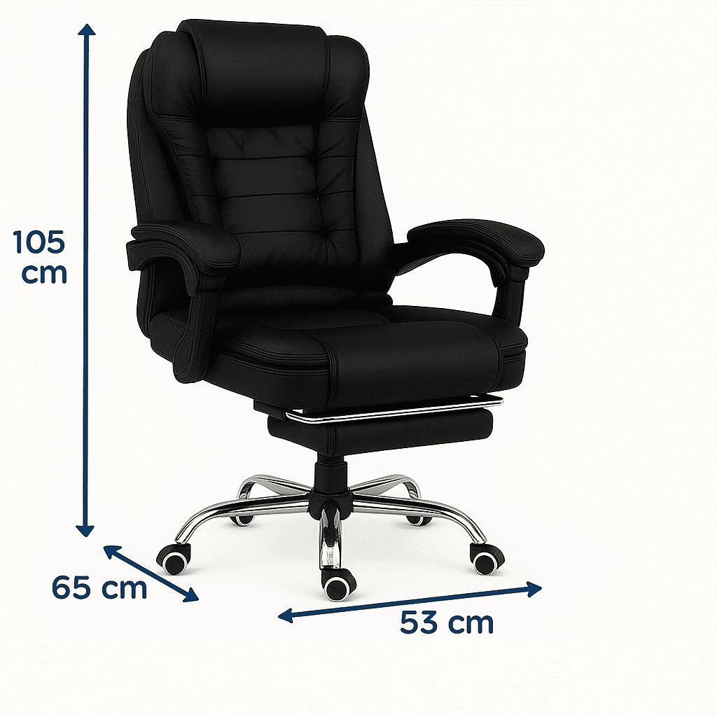 Silla De Oficina Giovanni Egonomica Gerencial Reclinable Negro Cuero Sintético-2