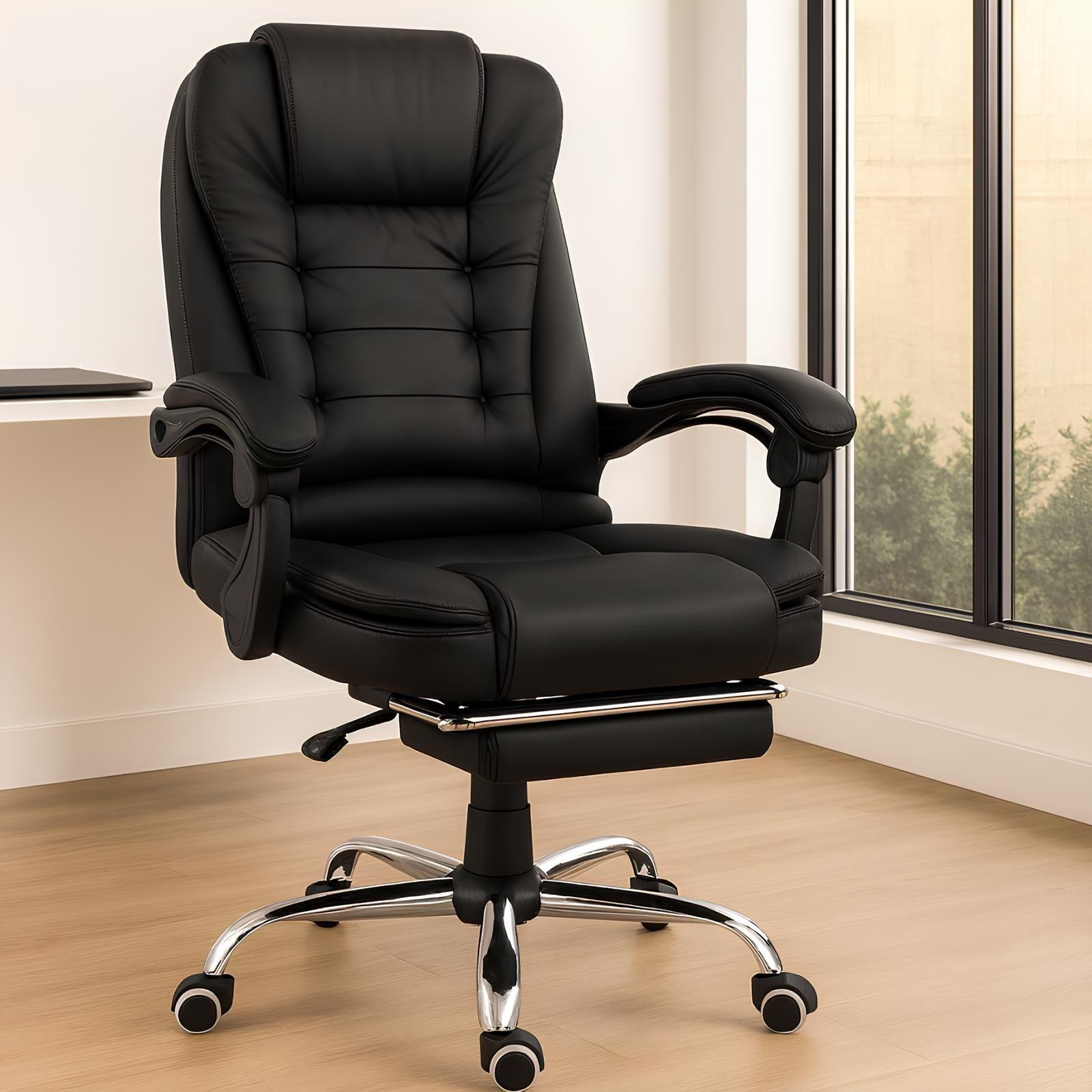 Silla De Oficina Giovanni Egonomica Gerencial Reclinable Negro Cuero Sintético-4