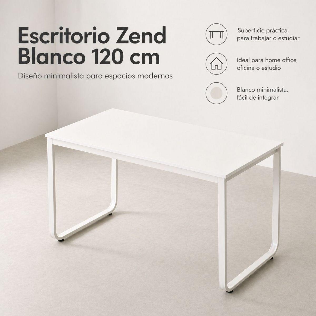 Escritorio Blanco 120 cm Zend para Home Office, Oficina o Estudio con Diseño Minimalista-3