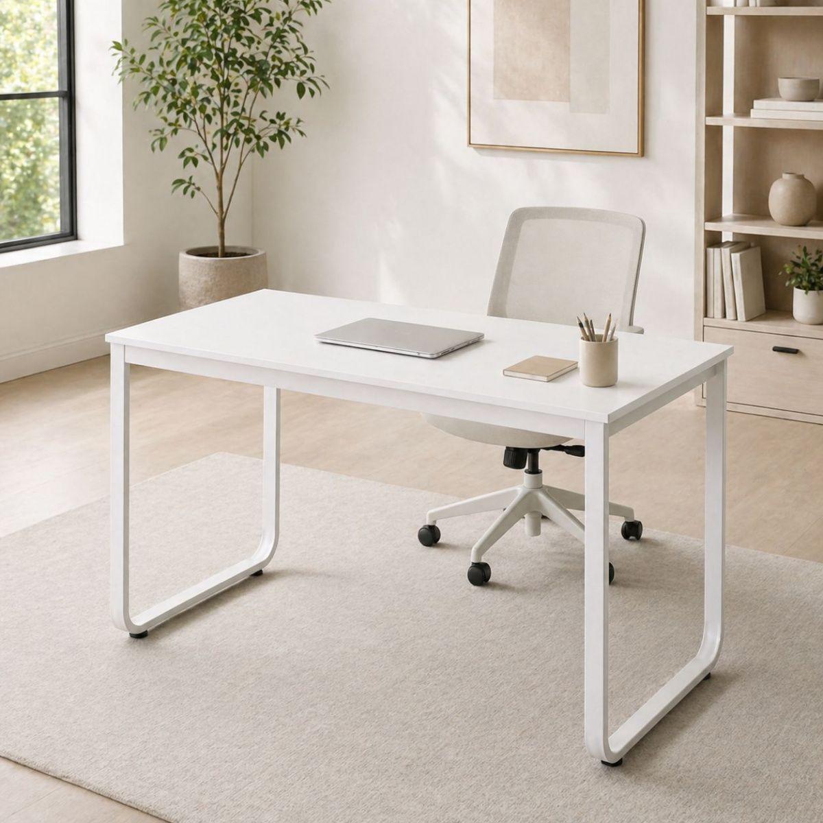 Escritorio Blanco 120 cm Zend para Home Office, Oficina o Estudio con Diseño Minimalista-4