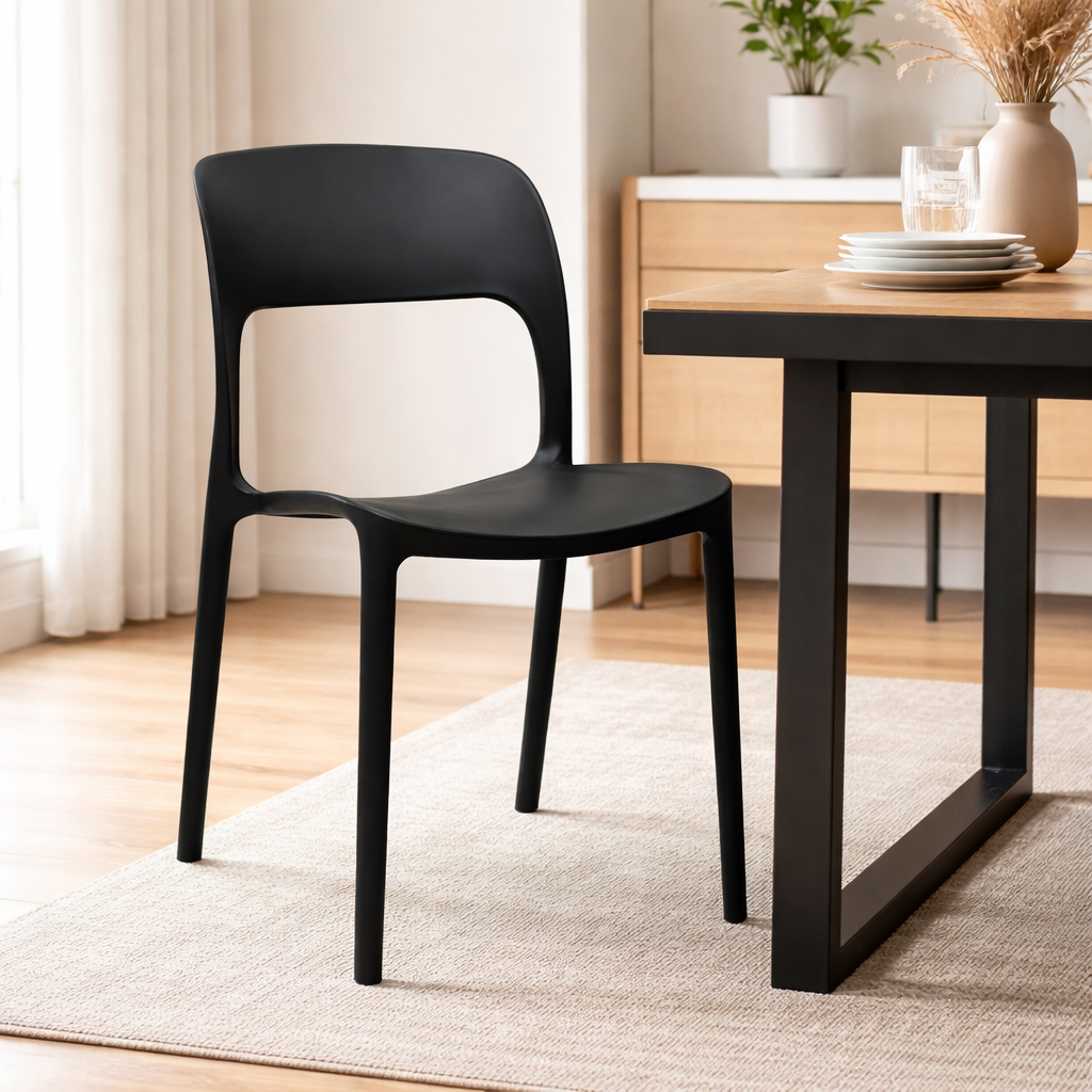 Silla Moderna Negra 43x41x83 Cm Para Comedor Terraza U Oficina-3