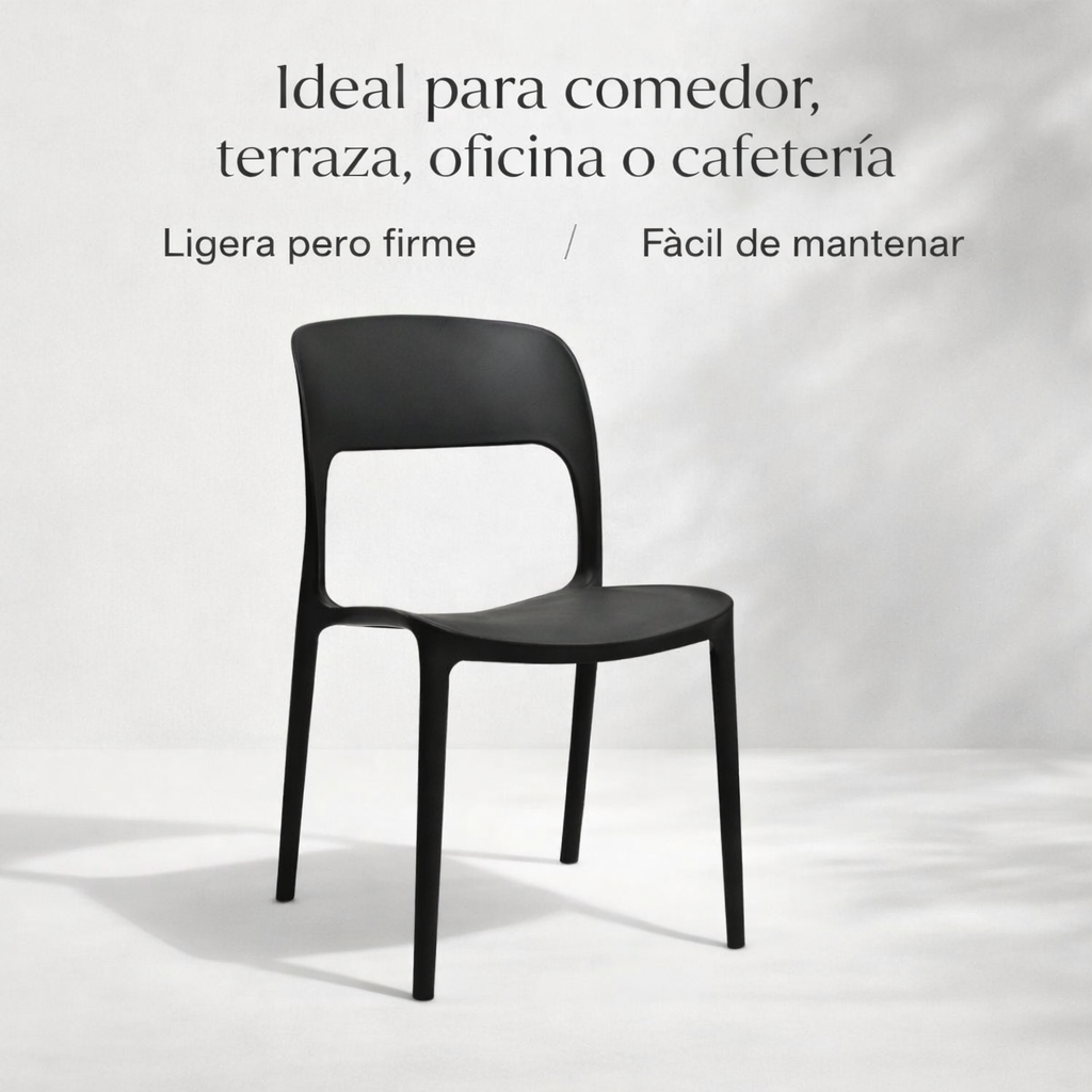 Silla Moderna Negra 43x41x83 Cm Para Comedor Terraza U Oficina-6