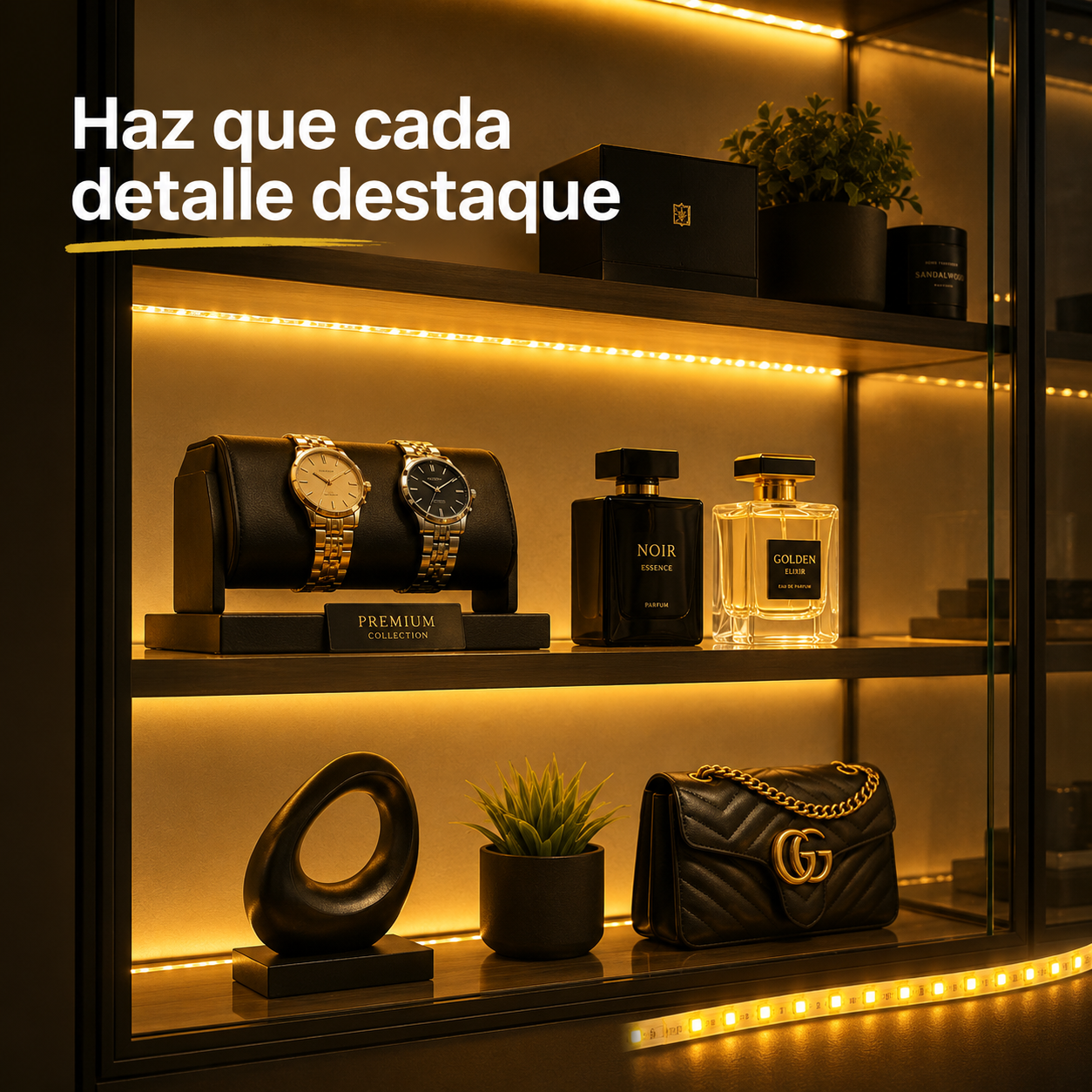 Cinta LED Dorada 100 LED/m Corte Cada 10 cm Adhesiva-5