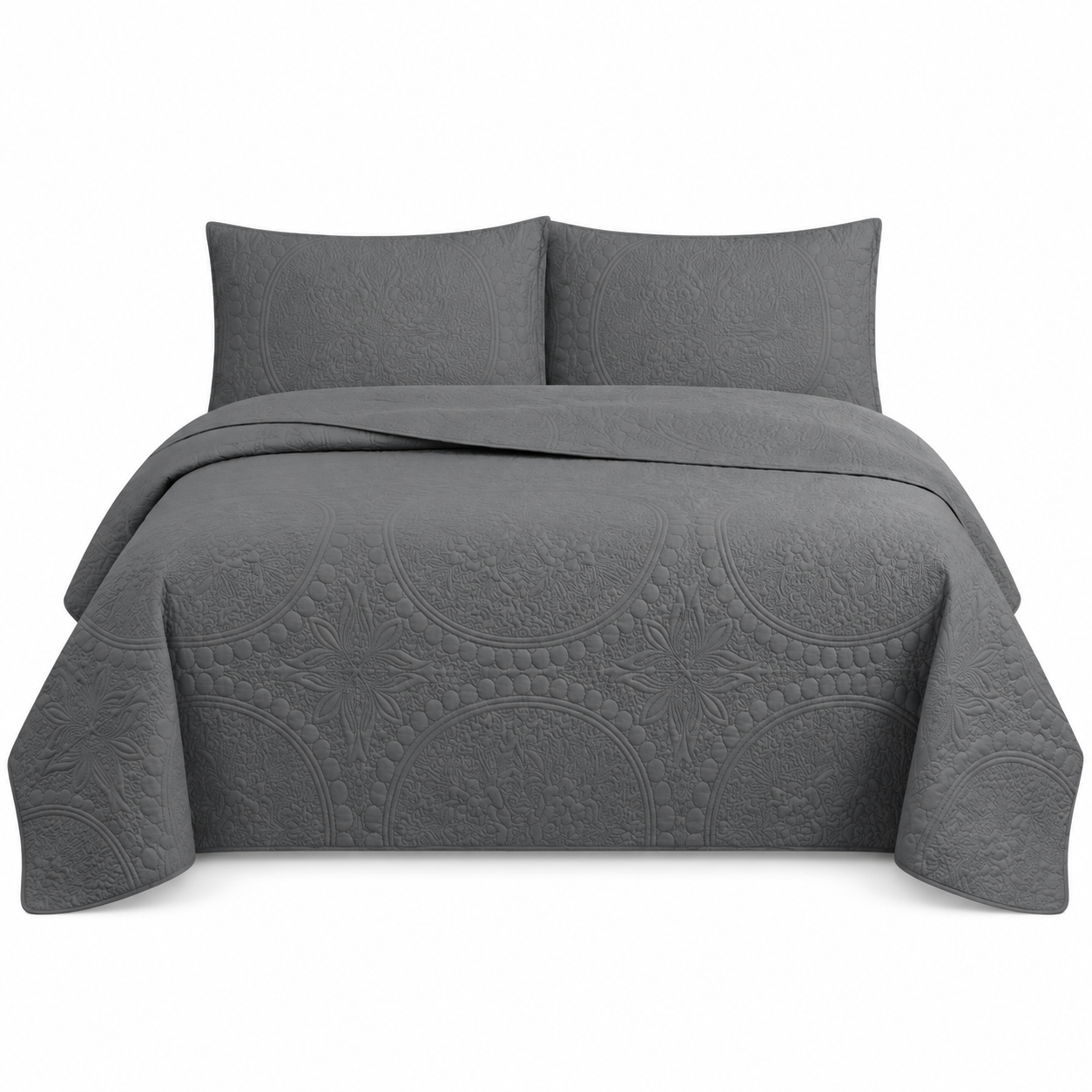 Cubrecama Verano Quilt Wonder Queen 220x240 Cm Reversible 2 Fundas Gris-0