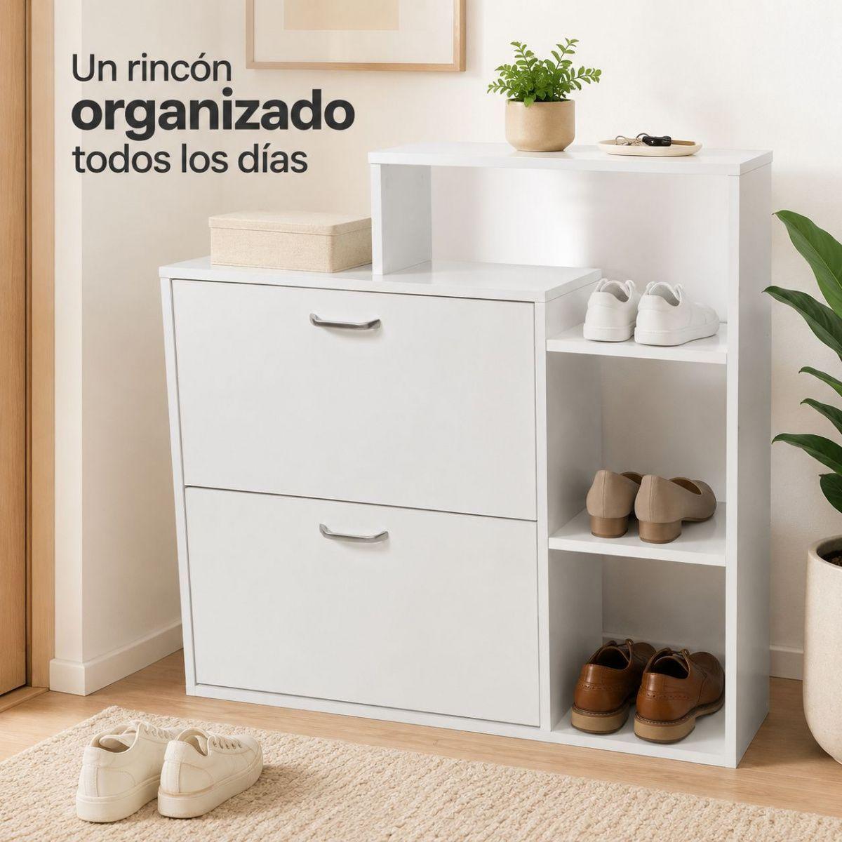 Mueble Zapatero Velux Blanco con Repisa Lateral 86,5 x 24 x 90 cm-3
