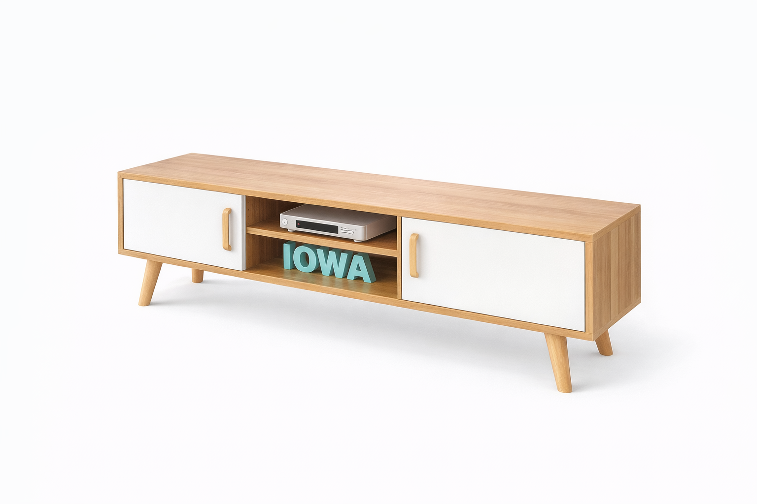 Rack TV Nórdico Blanco Madera 120 cm para TV 50” 120 cm-3