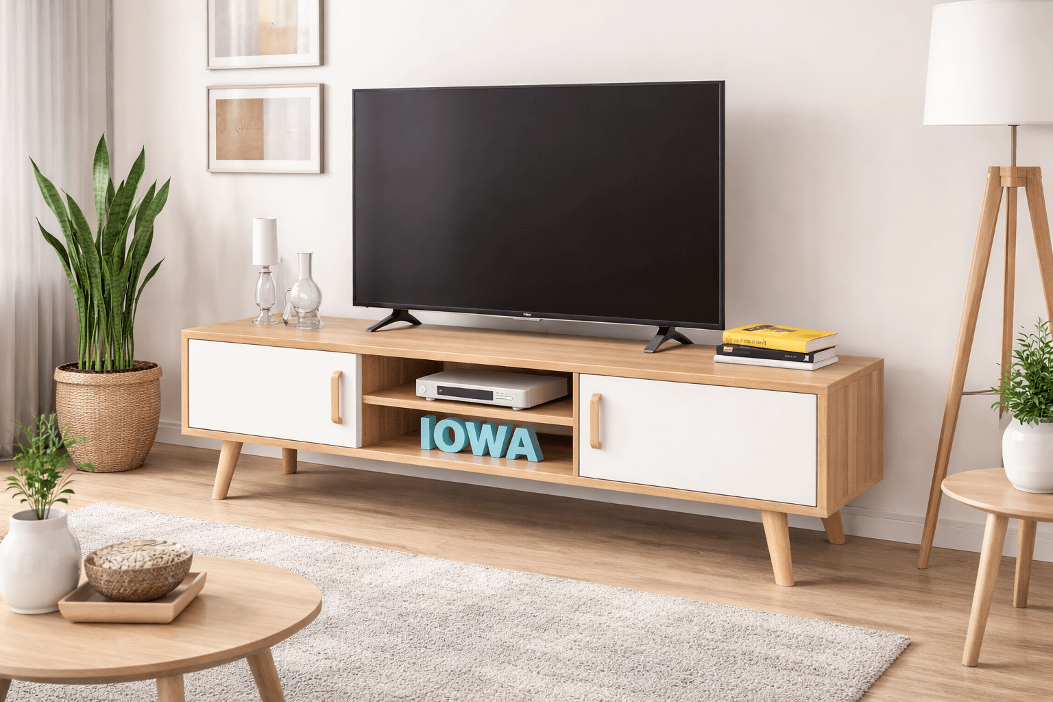 Rack TV Nórdico Blanco Madera 120 cm para TV 50” 120 cm-7