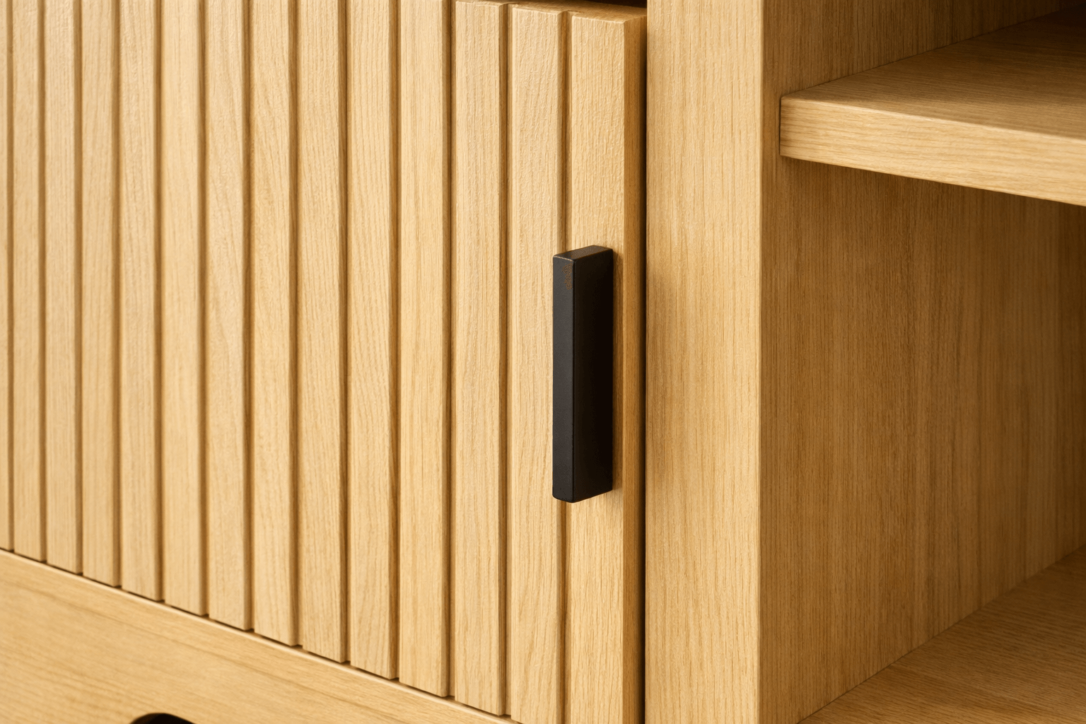 Rack TV Grande 140x30x52 cm Madera Clara Compartimentos Abiertos-5