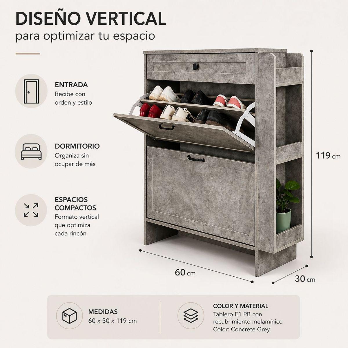 Mueble Zapatero Alto Con Gran Capacidad Y Ahorrar Espacio-6