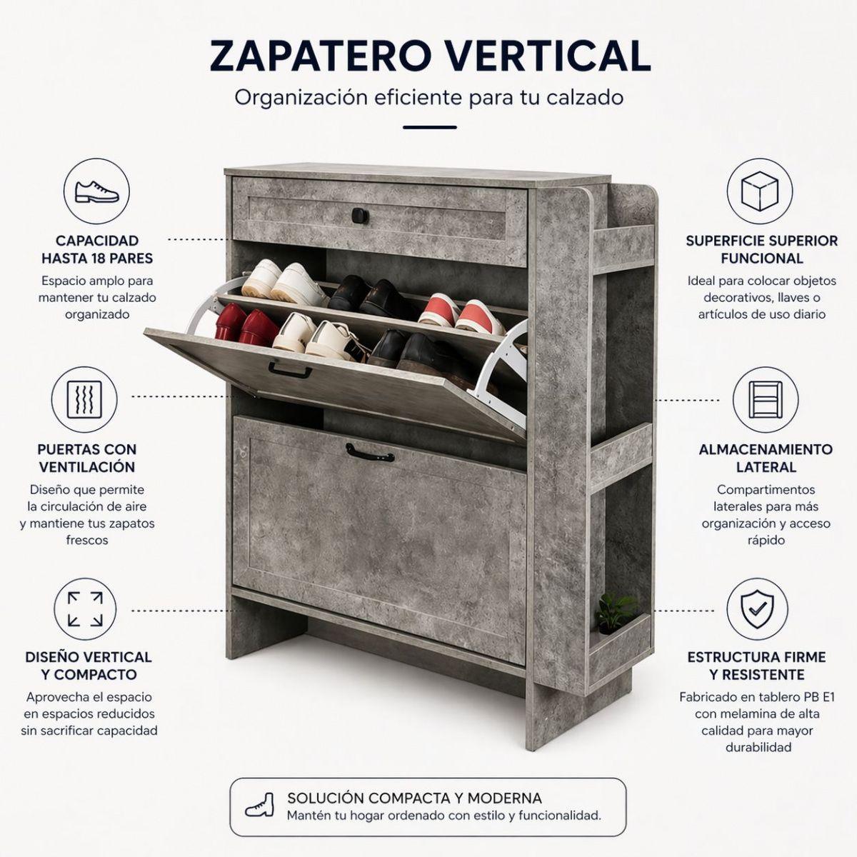 Mueble Zapatero Alto Con Gran Capacidad Y Ahorrar Espacio-7