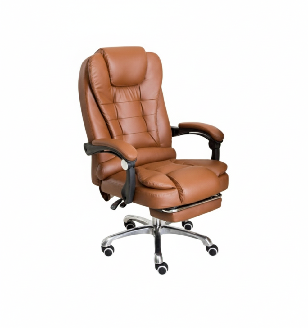 Silla de Oficina Cafe con apoya pies fusion masajeadora-0