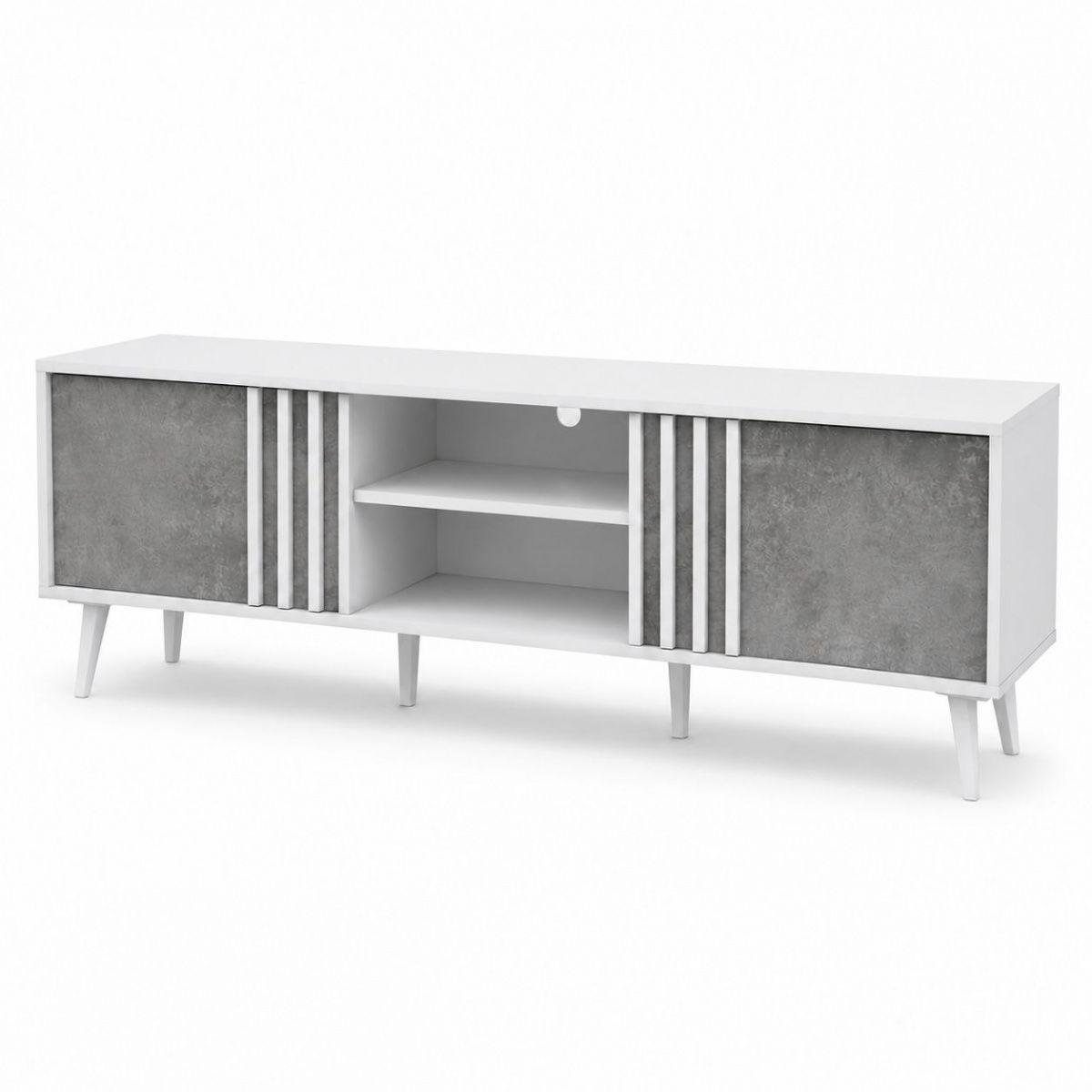 Rack para Televisor Lux 180 cm Blanco y Gris Estilo Moderno-0