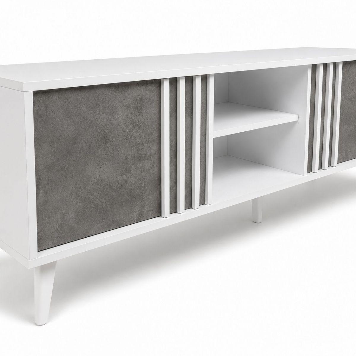 Rack para Televisor Lux 180 cm Blanco y Gris Estilo Moderno-1