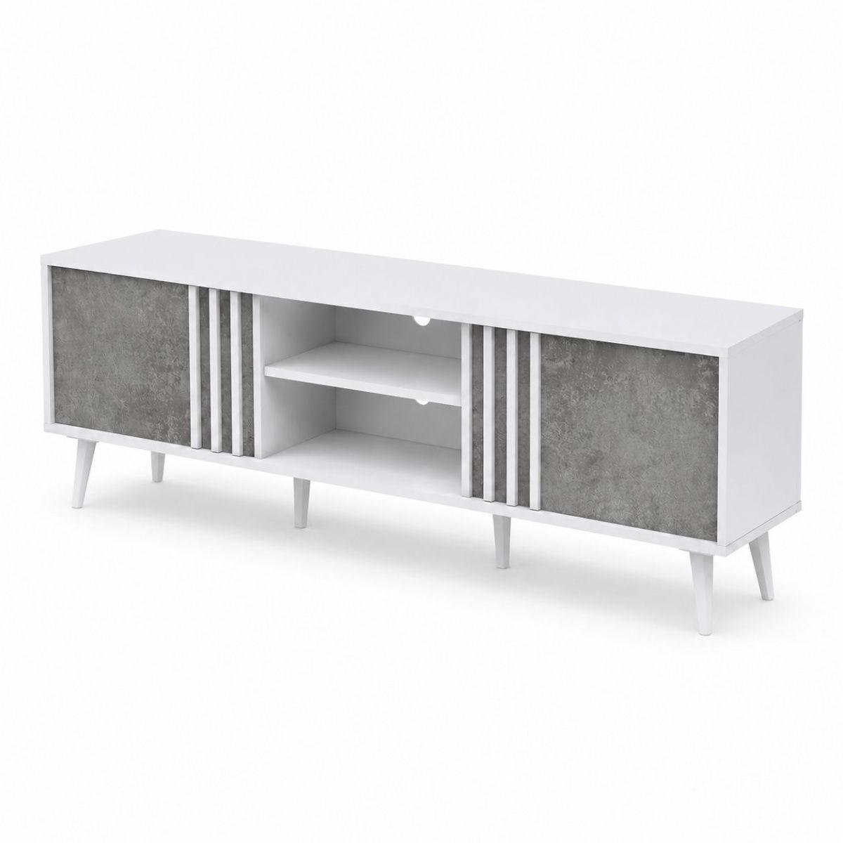 Rack para Televisor Lux 180 cm Blanco y Gris Estilo Moderno-2