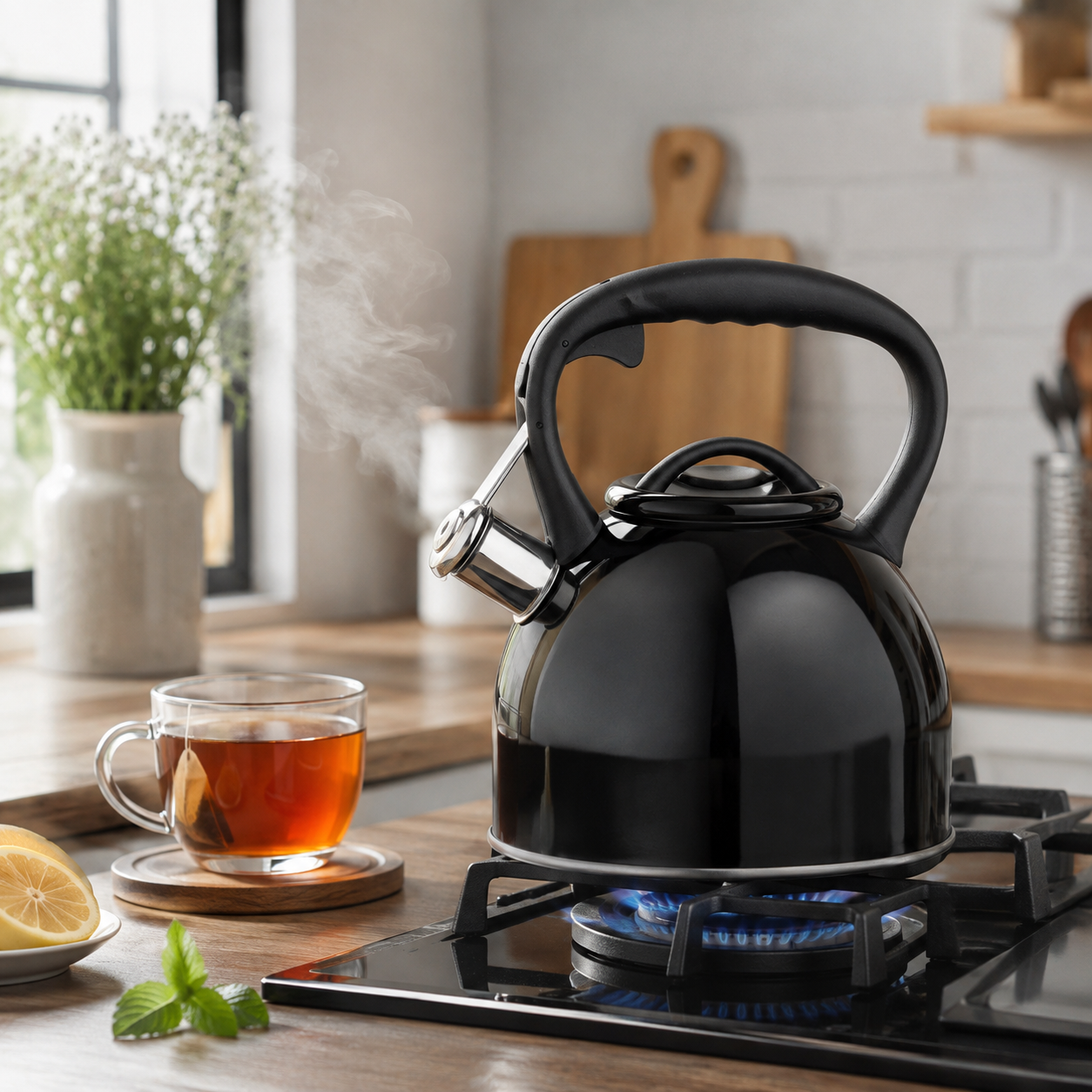 Tetera Acero Inoxidable Negra 3L Selene Wens-3