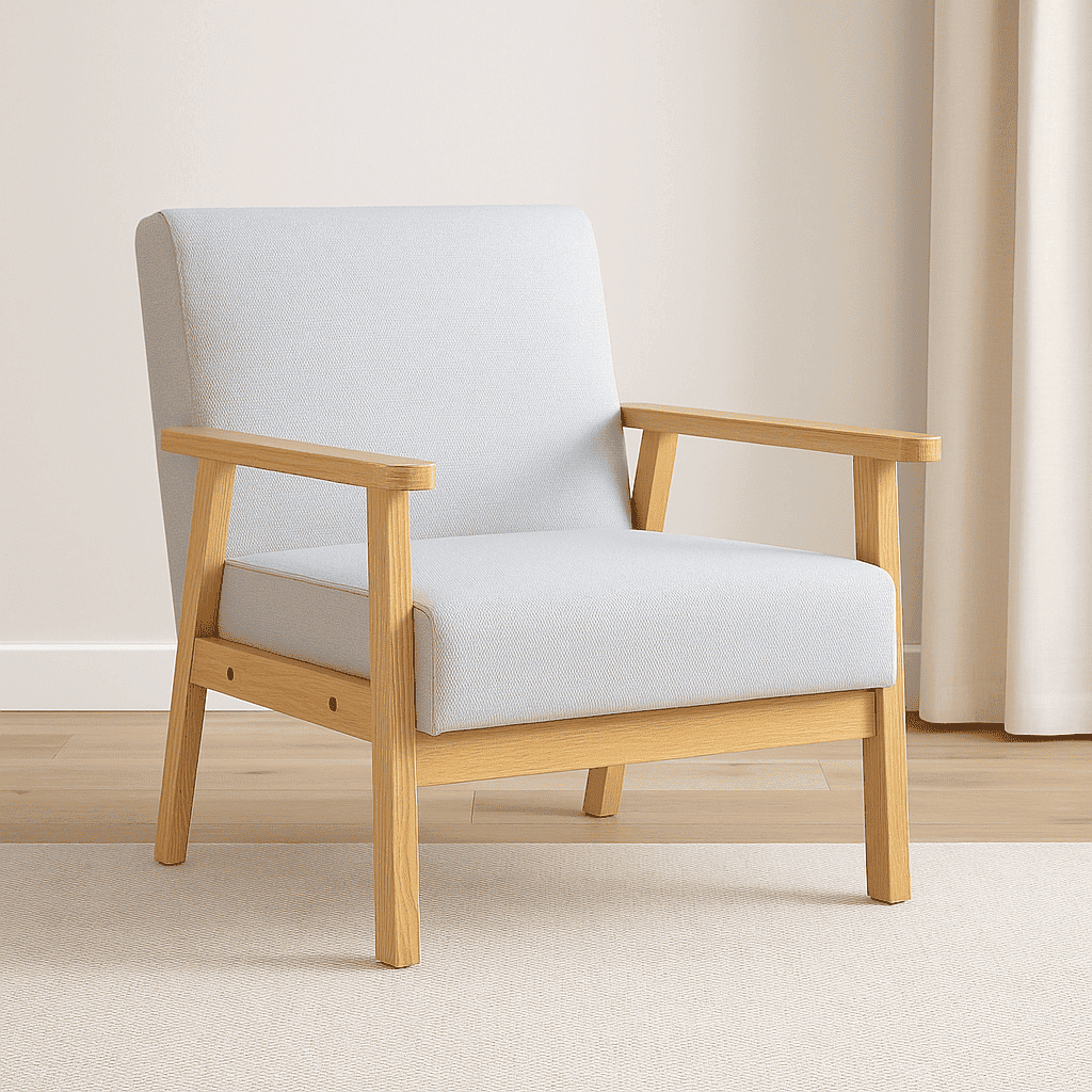 Poltrona Tayko Sillón Estilo Nórdico Con Estructura De Roble Gris Liso-2