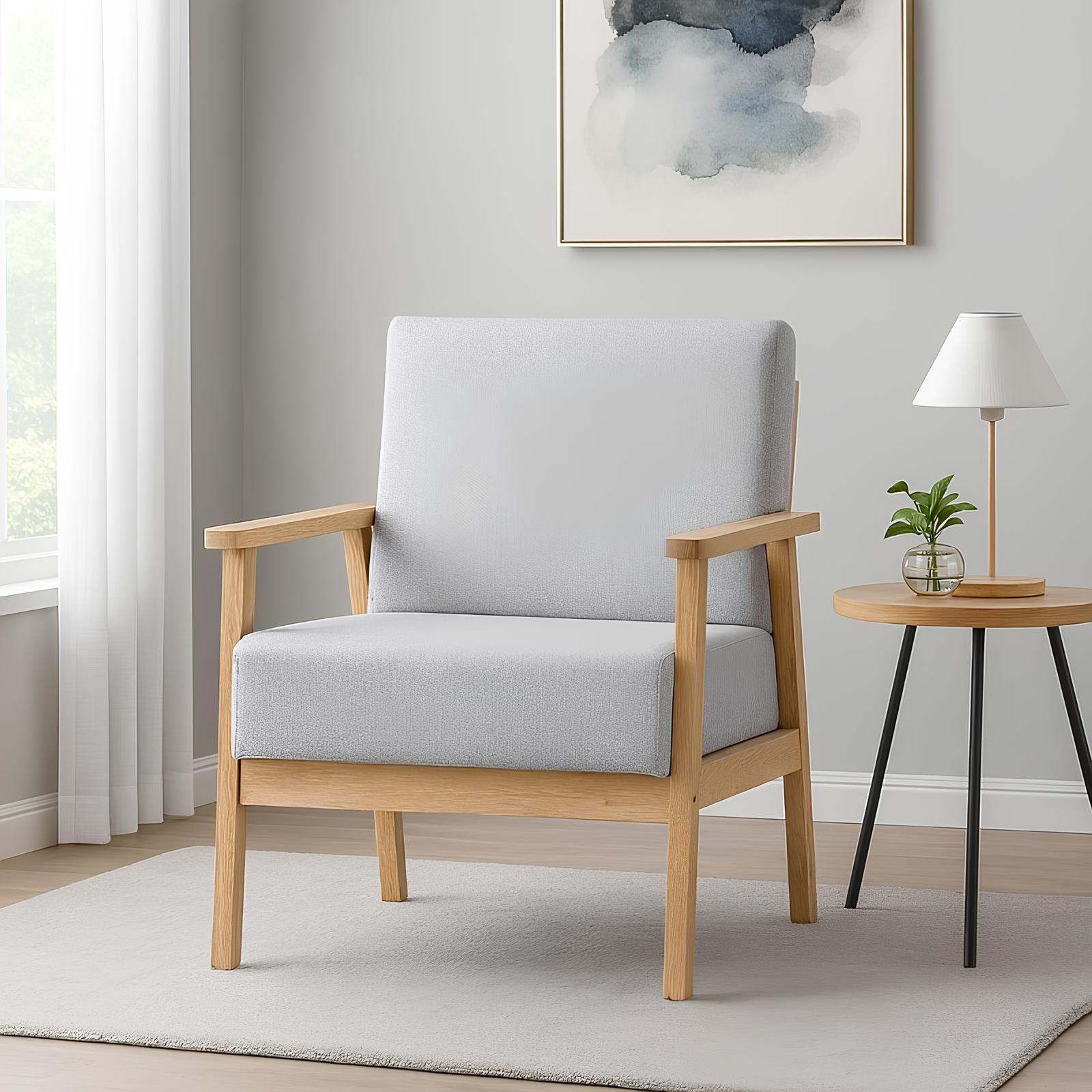 Poltrona Tayko Sillón Estilo Nórdico Con Estructura De Roble Gris Liso-3