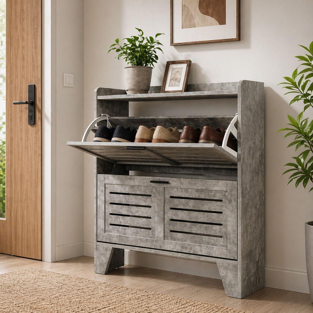 Zapatero Moderno Gris Para Entrada O Walking Closet-2