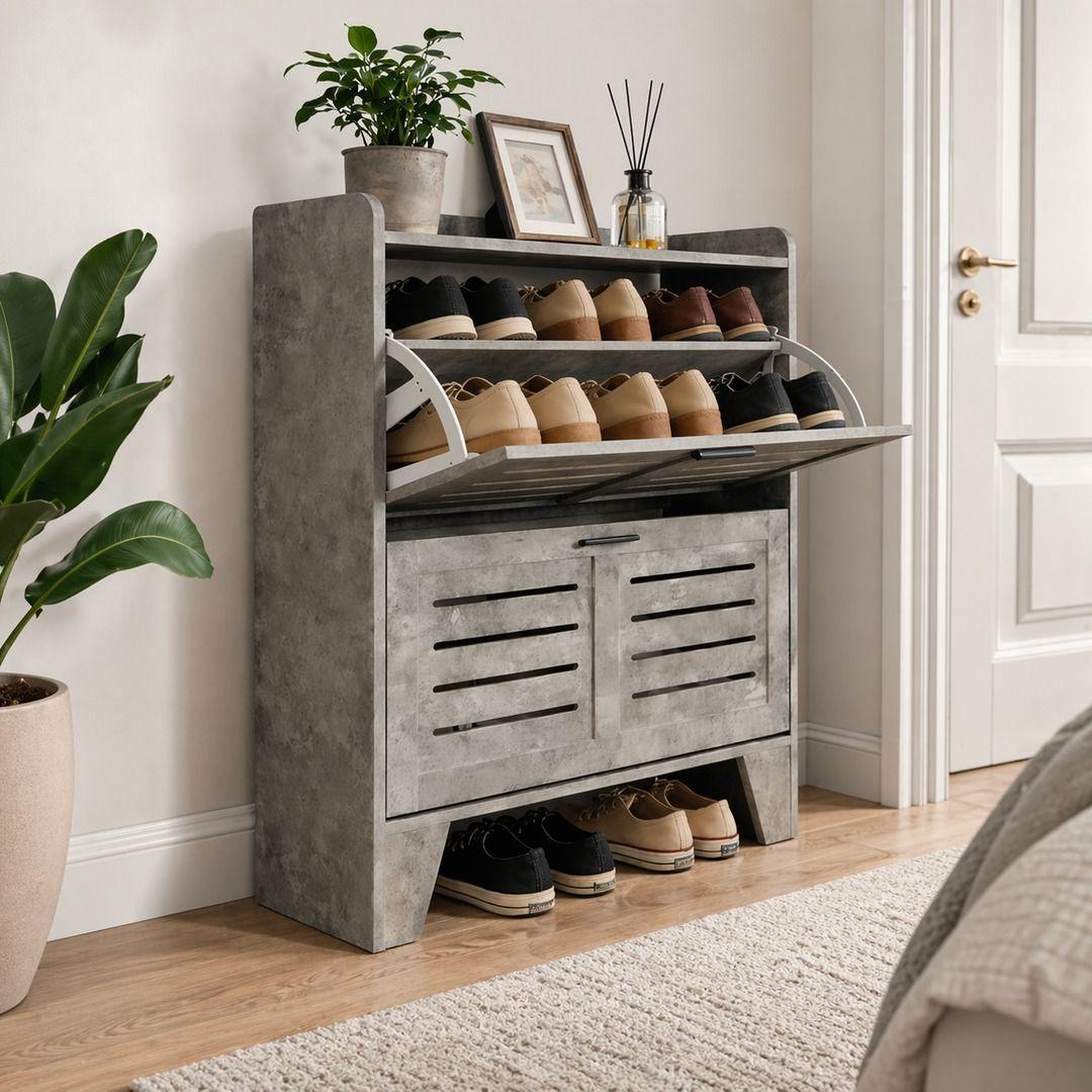 Zapatero Moderno Gris Para Entrada O Walking Closet-3