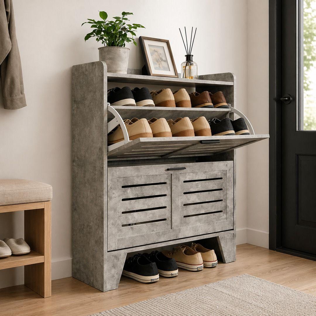 Zapatero Moderno Gris Para Entrada O Walking Closet-4