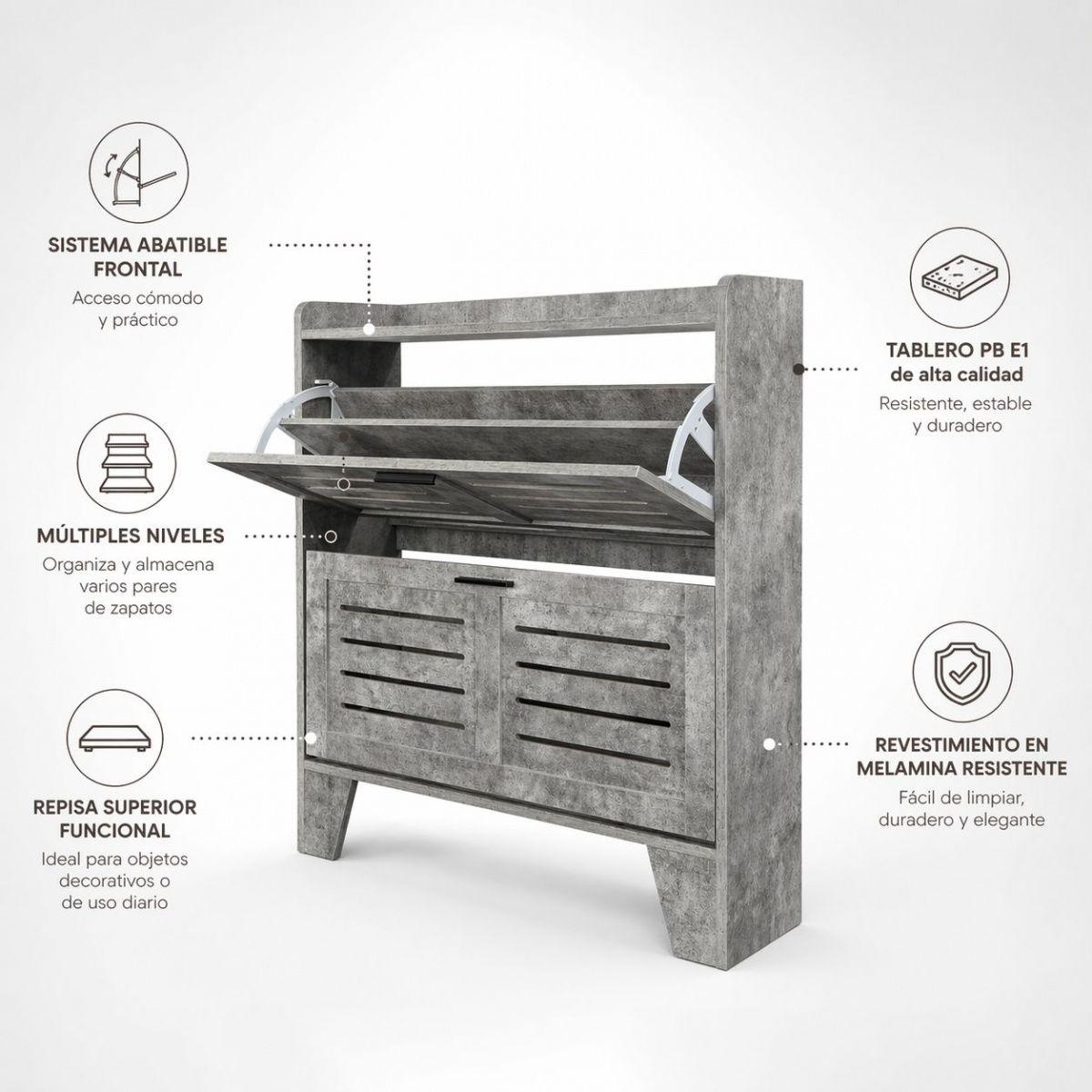 Zapatero Moderno Gris Para Entrada O Walking Closet-5