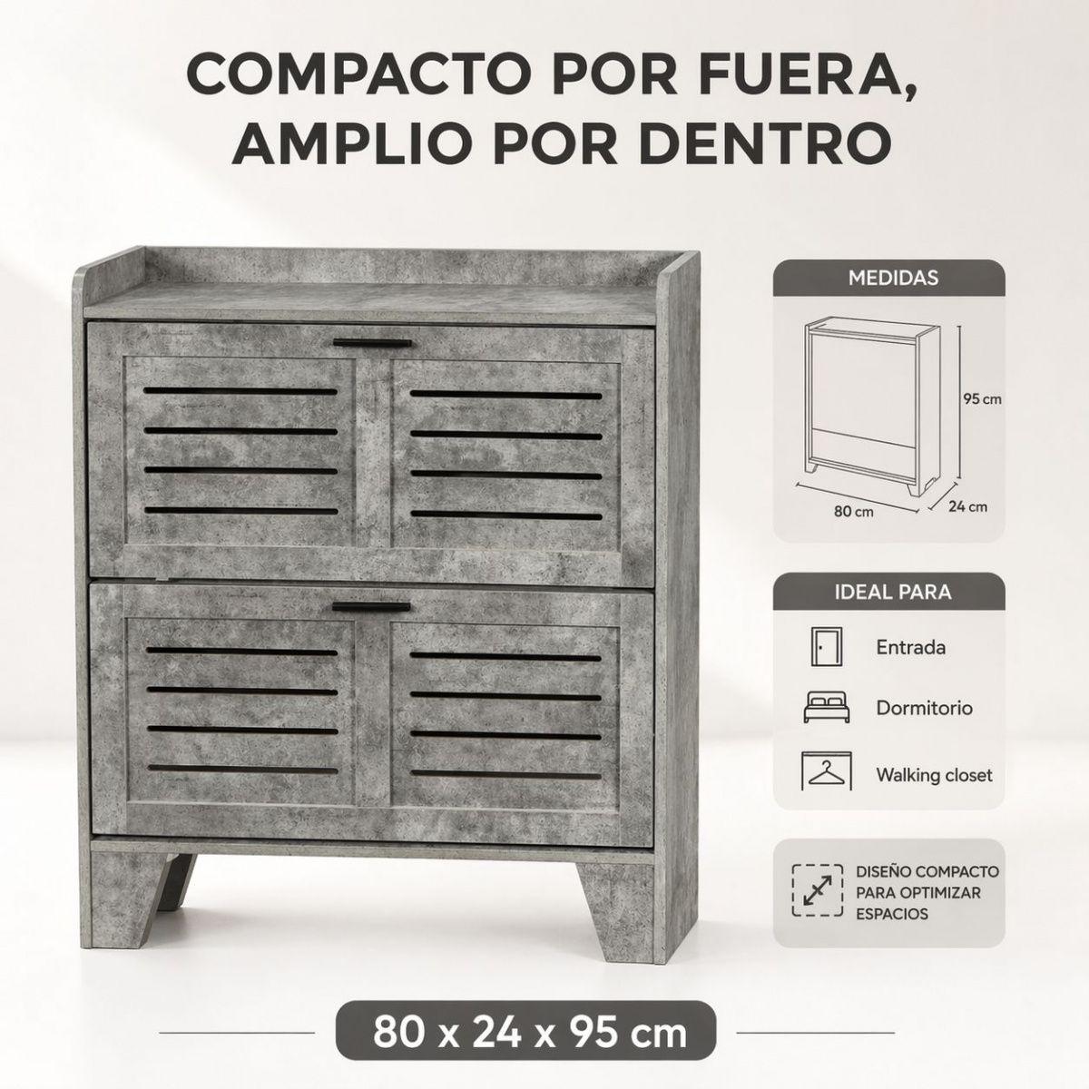 Zapatero Moderno Gris Para Entrada O Walking Closet-6