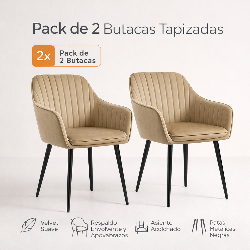 Pack 2 Butacas Tapizadas Con Apoyabrazos Tipo Velvet-5
