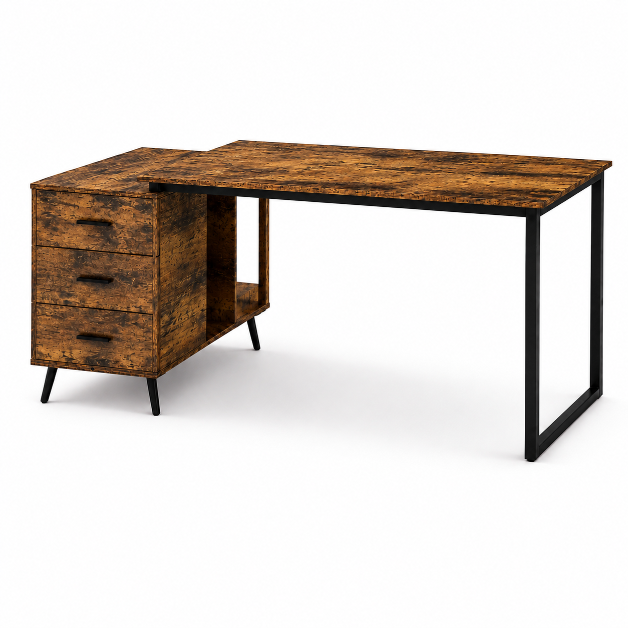 Escritorio Atlas Blackwood 140 cm con Cajones y Patas Metal y Estructura Reforzada-5