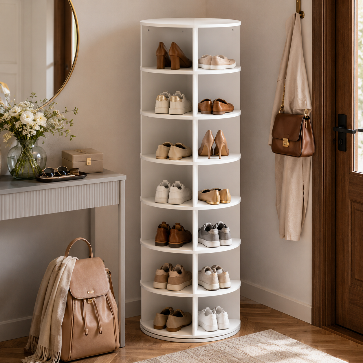 Zapatero Giratorio Orbit Blanco 7 Niveles 28 Compartimientos 60x60x160-3