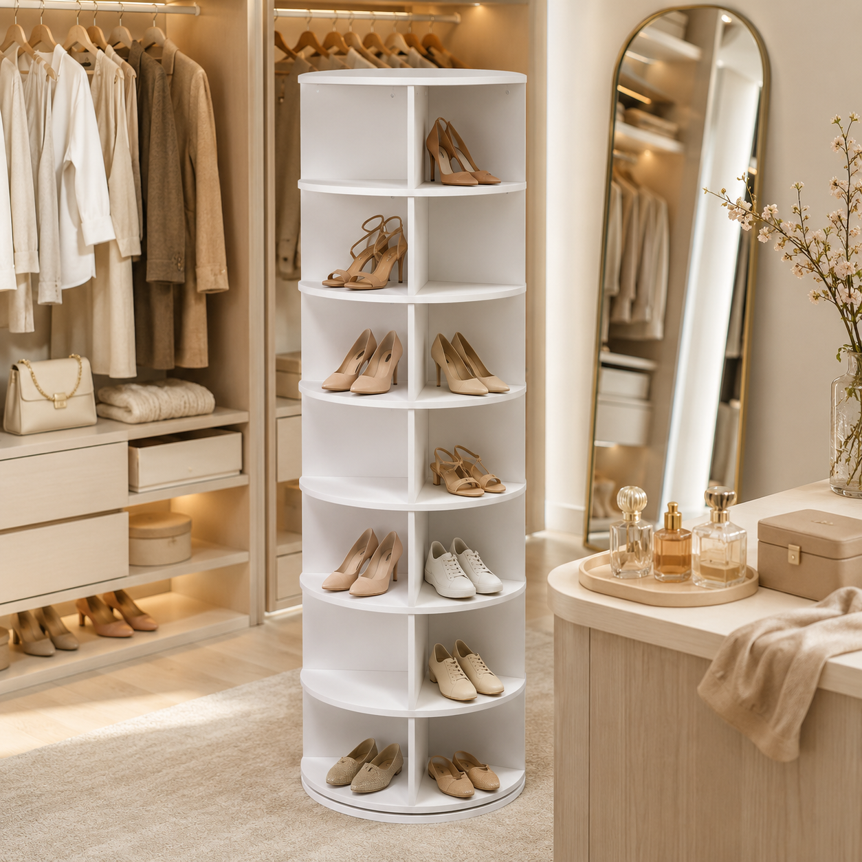 Zapatero Giratorio Orbit Blanco 7 Niveles 28 Compartimientos 60x60x160-4