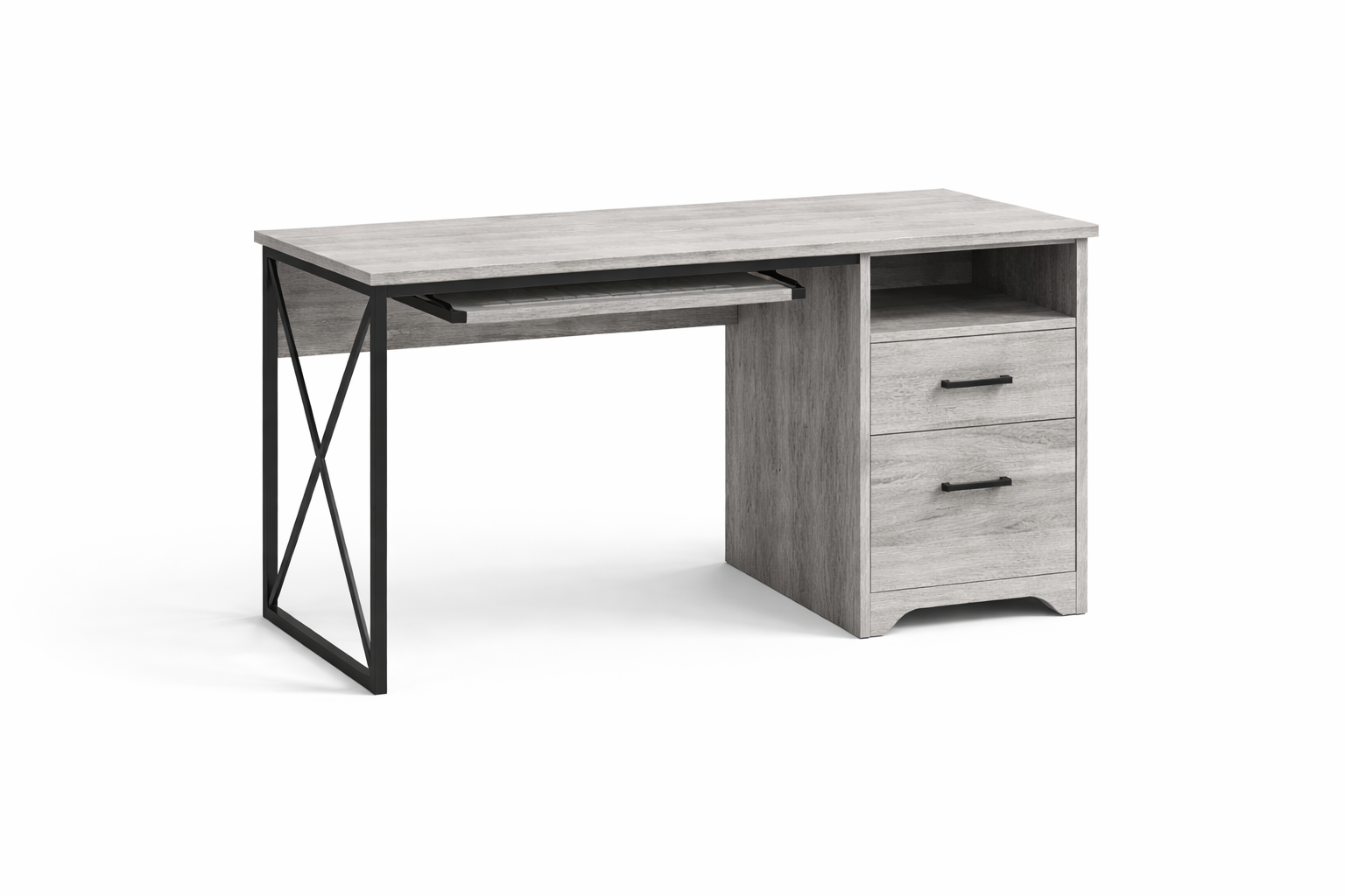 Escritorio Moderno 120x45x76 cm Gris Madera Estilo Industrial-4