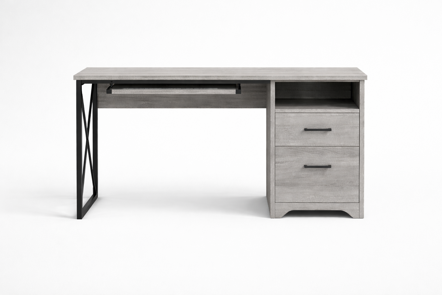 Escritorio Moderno 120x45x76 cm Gris Madera Estilo Industrial-6