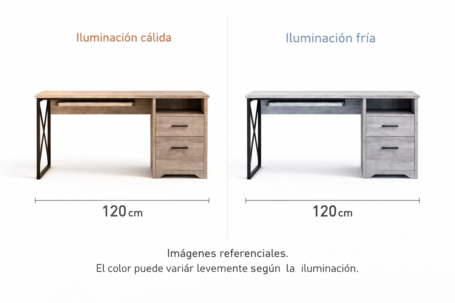 Escritorio Moderno 120x45x76 cm Gris Madera Estilo Industrial-7