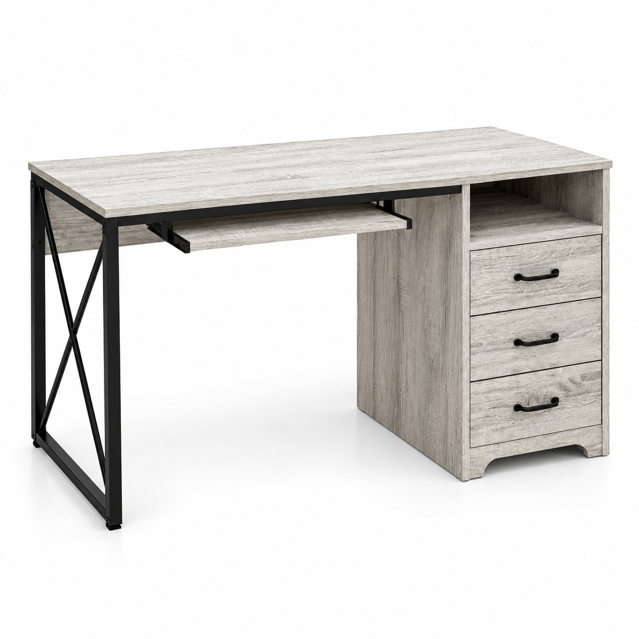 Escritorio Moderno 120x45x76 cm Gris Madera Estilo Industrial-0