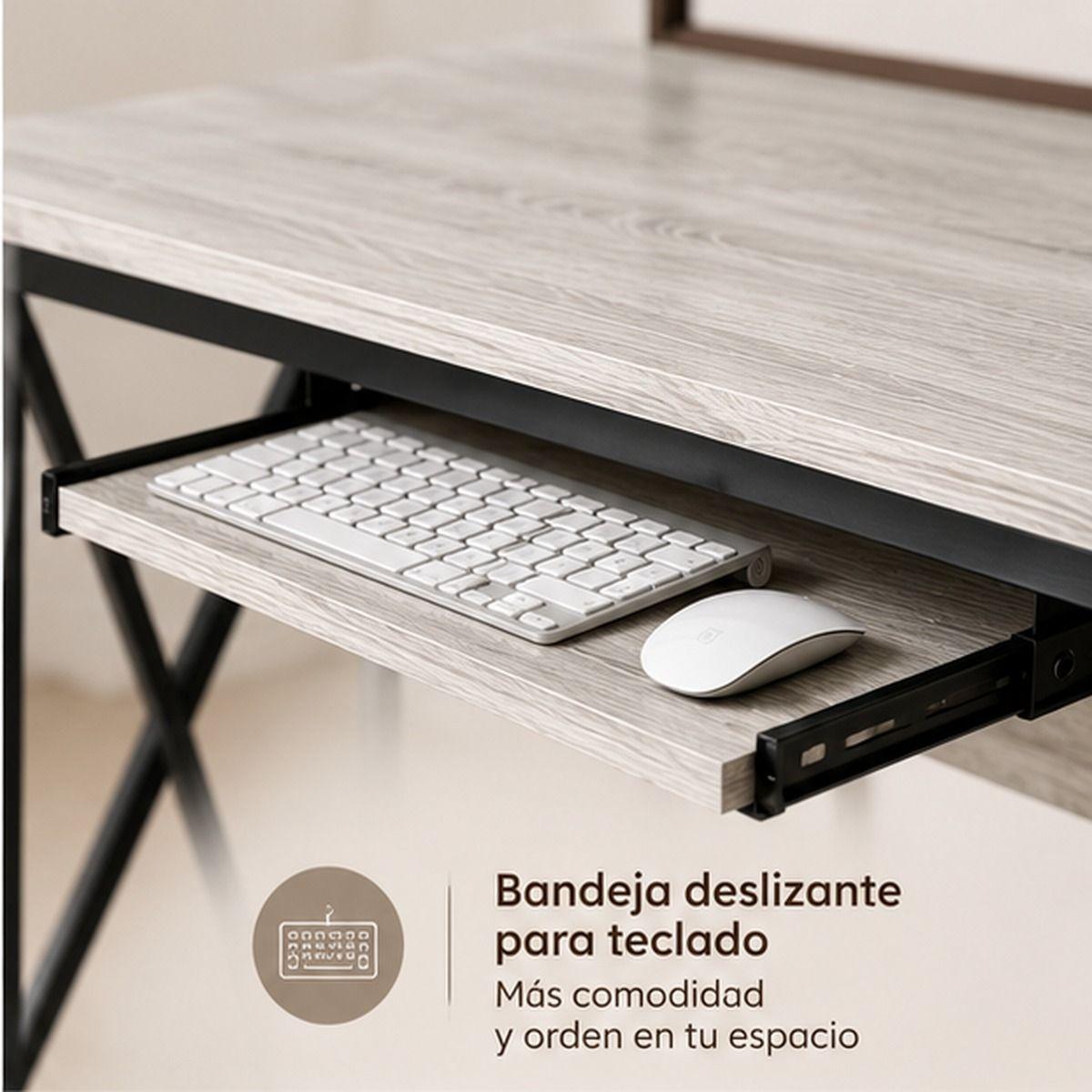 Escritorio Moderno 120x45x76 cm Gris Madera Estilo Industrial-2