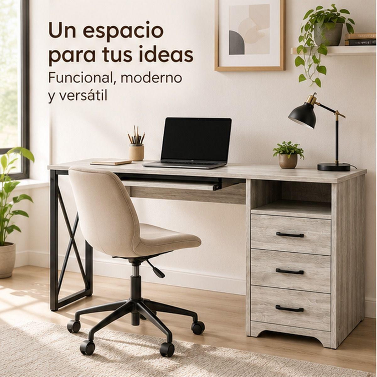 Escritorio Moderno 120x45x76 cm Gris Madera Estilo Industrial-3