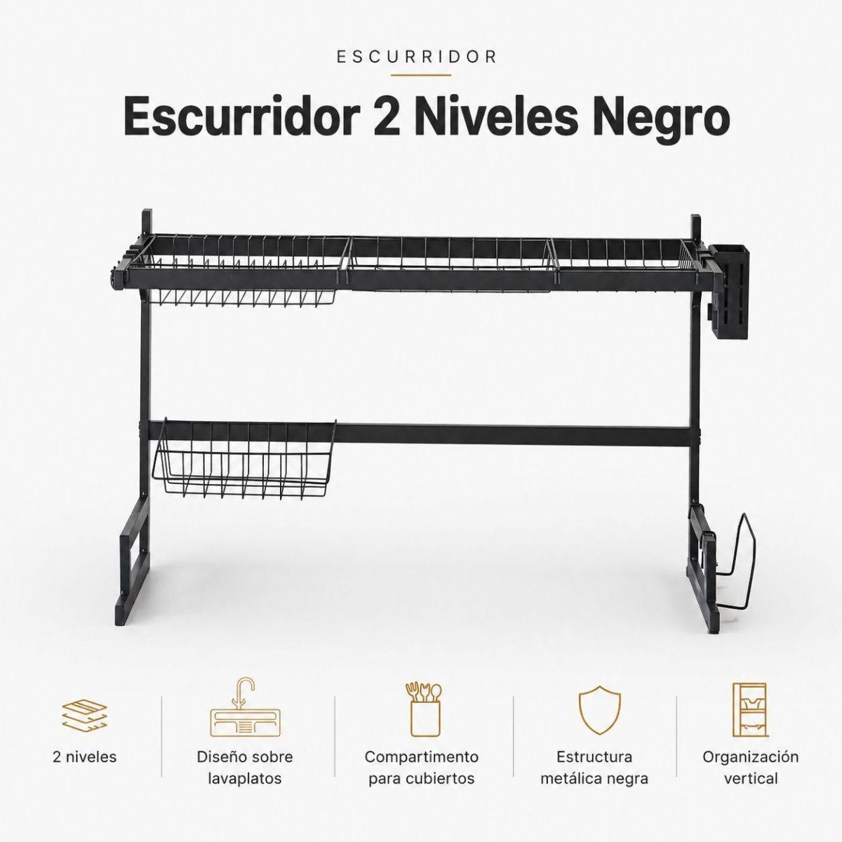 Secaplatos Negro Sobre Lavaplatos Para Cocina Ordenada-3