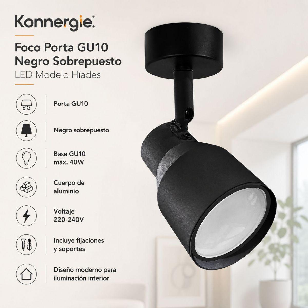 Aplique Negro Sobrepuesto GU10 Modelo Híades-7