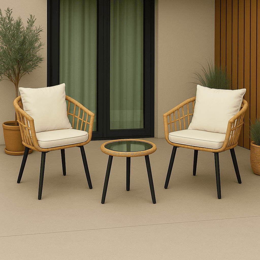 Juego De Balcon White Falcon 2 Sillas Con Mesa De Exterior Blanco-3