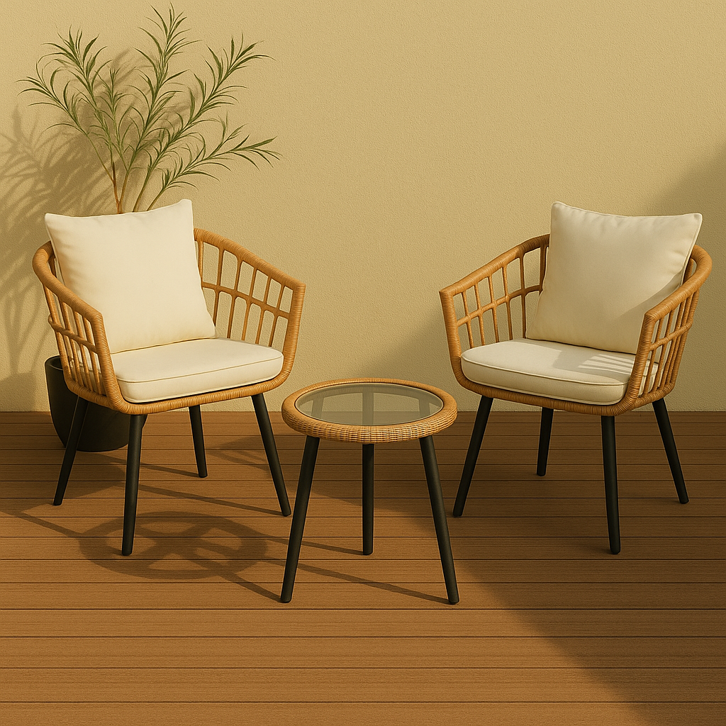 Juego De Balcon White Falcon 2 Sillas Con Mesa De Exterior Blanco-4