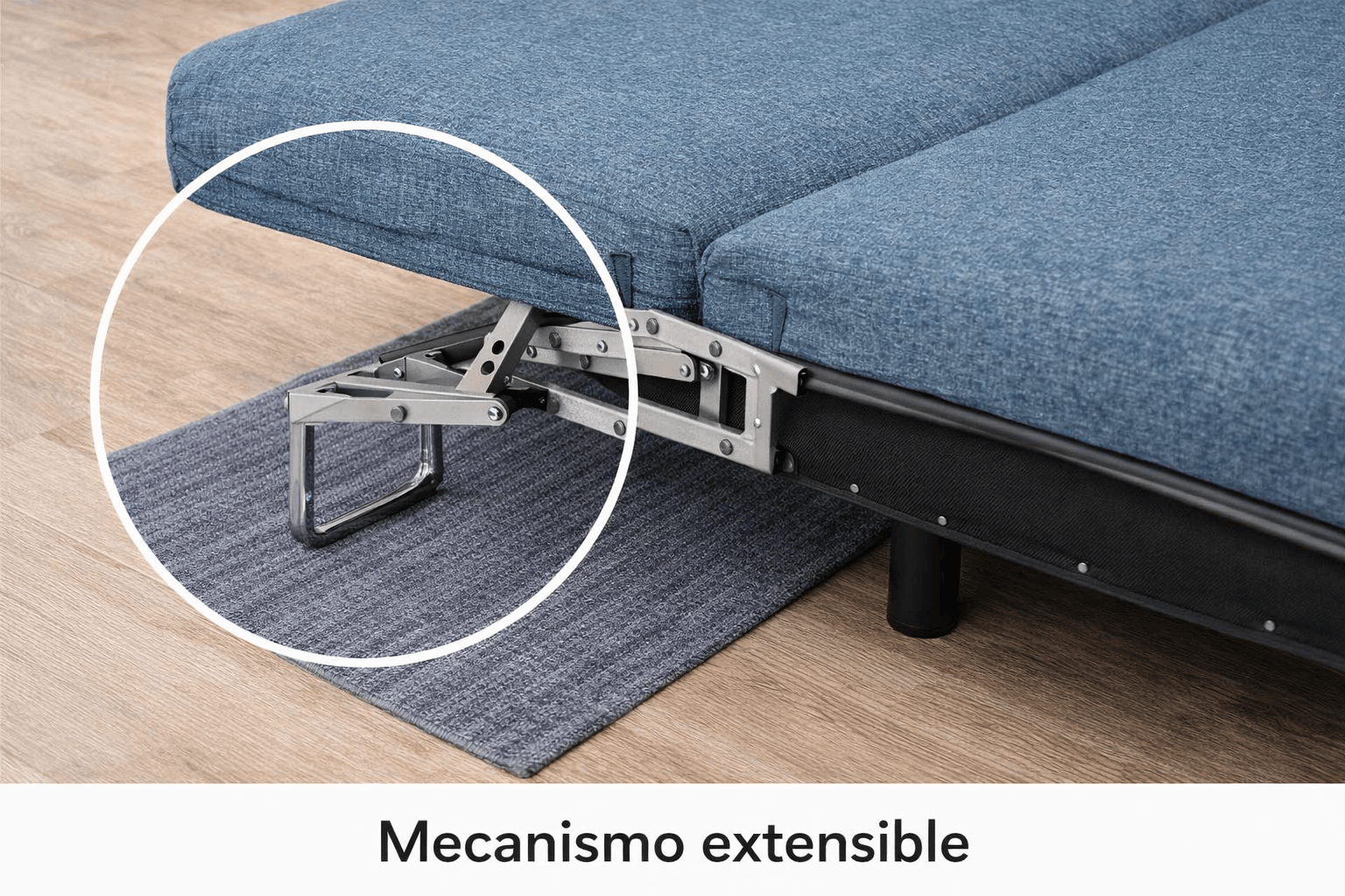 Sofá Cama Extensible 2 Plazas Azul con Apoyabrazos 190x150-5