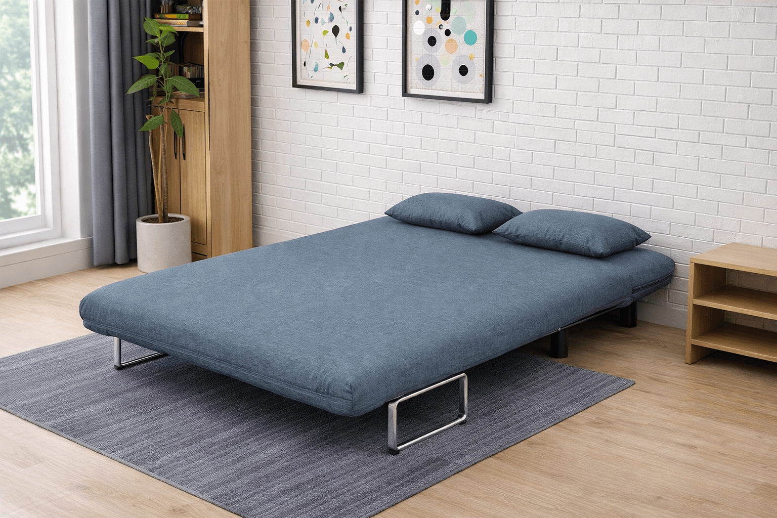 Sofá Cama Extensible 2 Plazas Azul con Apoyabrazos 190x150-6