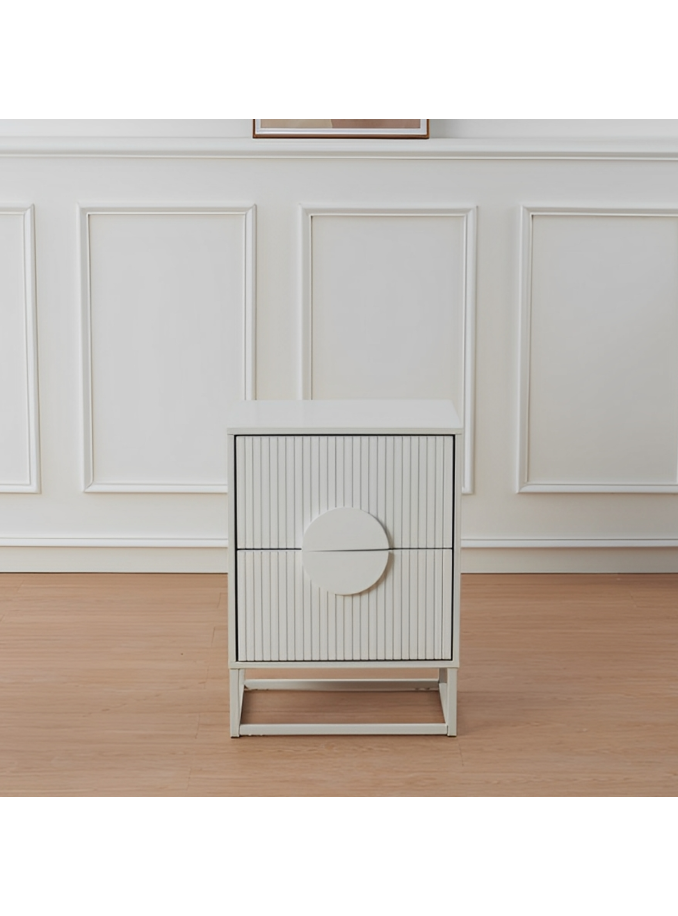 Velador Lumière 2 Cajones amplios estilo moderno blanco-4