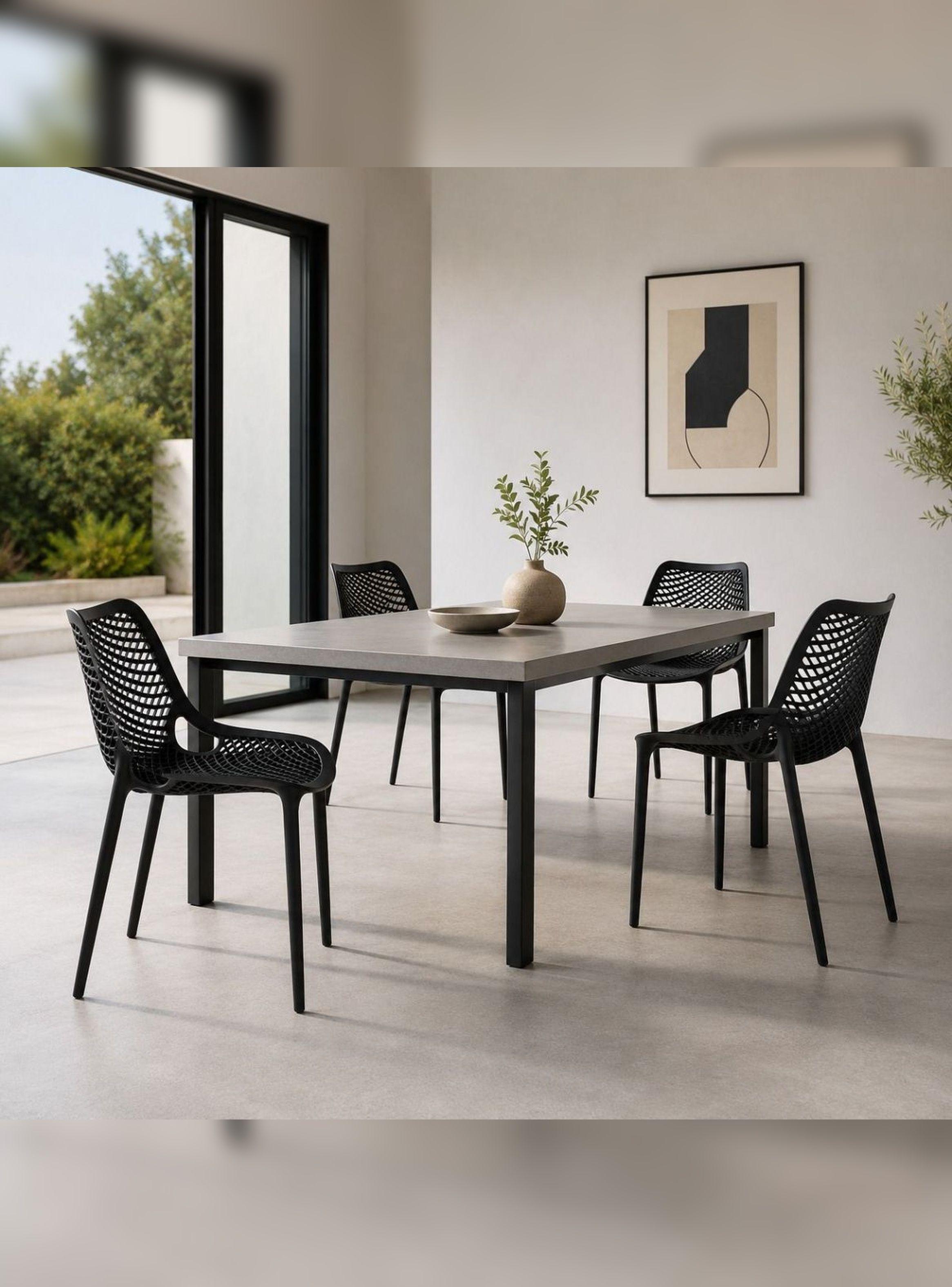 Set de 4 Sillas Negras Modernas Urban Noir para Patio Techado, Comedor o Local Comercial-0