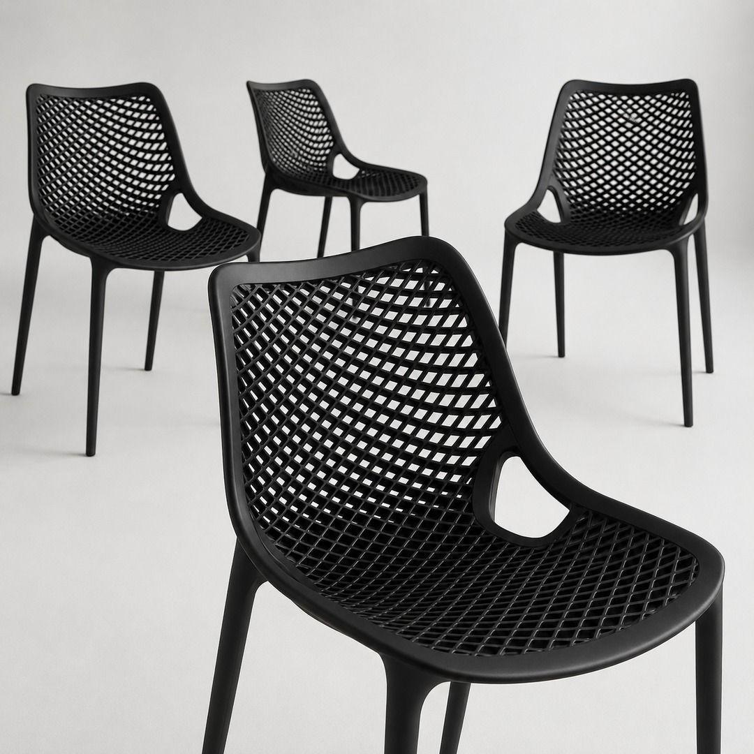 Set de 4 Sillas Negras Modernas Urban Noir para Patio Techado, Comedor o Local Comercial-1
