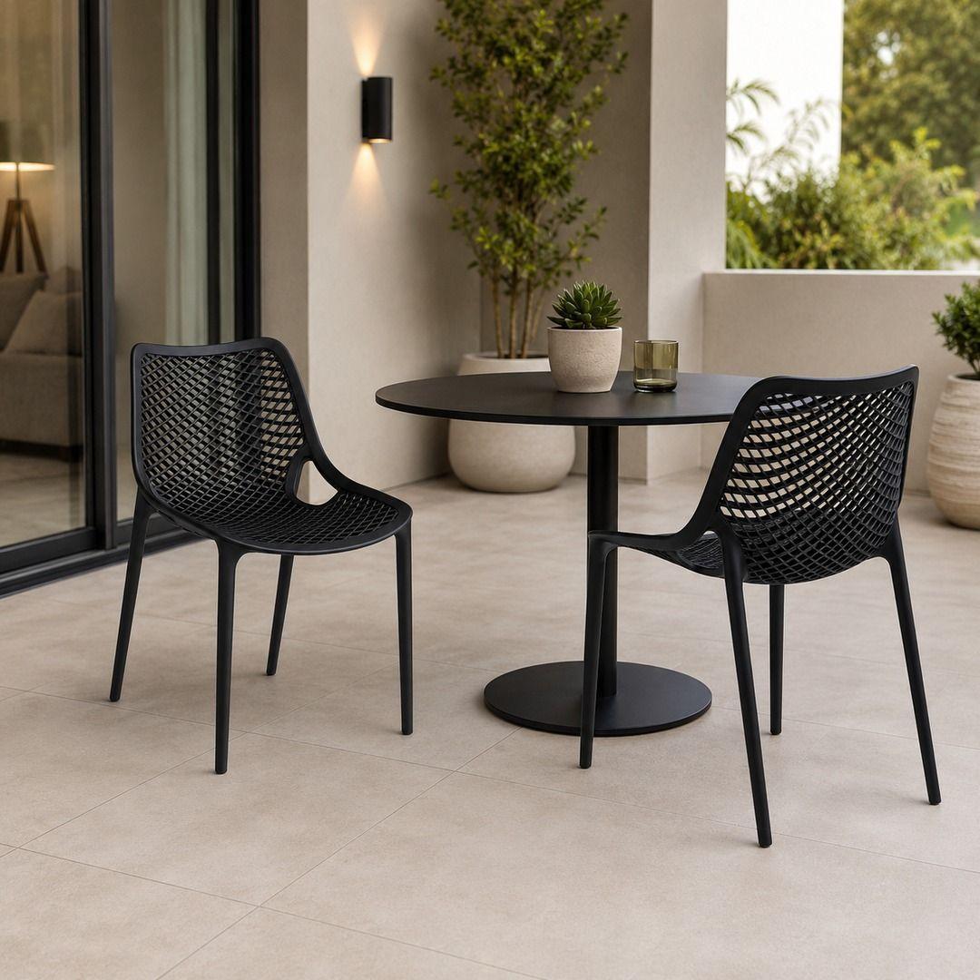 Set de 4 Sillas Negras Modernas Urban Noir para Patio Techado, Comedor o Local Comercial-2