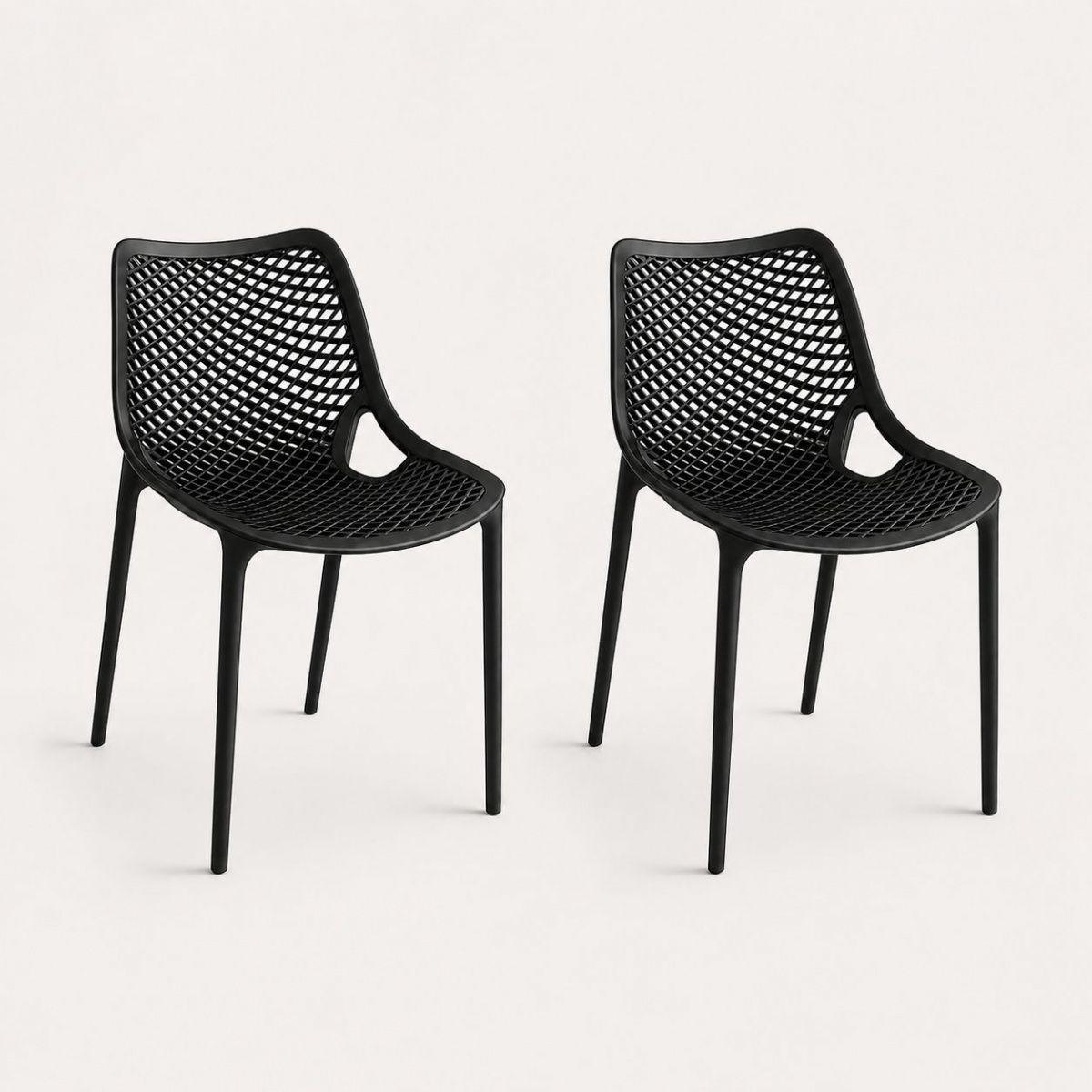 Set de 4 Sillas Negras Modernas Urban Noir para Patio Techado, Comedor o Local Comercial-3