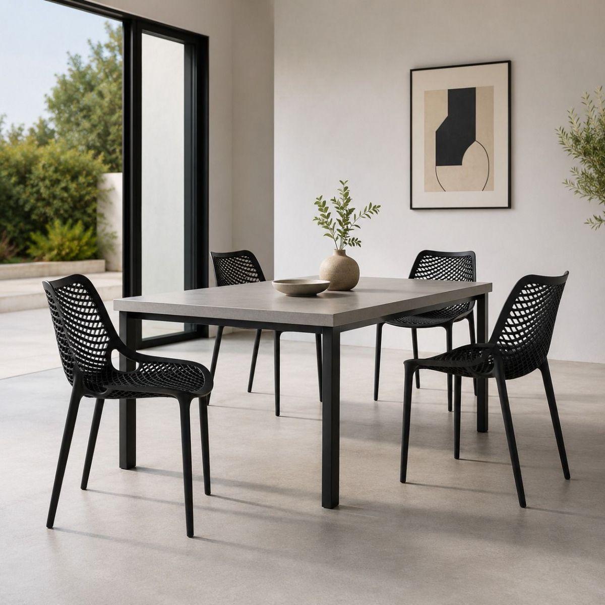 Set de 4 Sillas Negras Modernas Urban Noir para Patio Techado, Comedor o Local Comercial-4