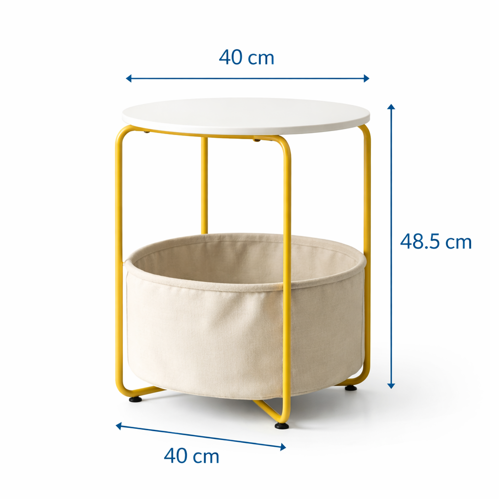 Mesa Auxiliar Blanca 40×40 con Estante Inferior para Living y Dormitorio-2