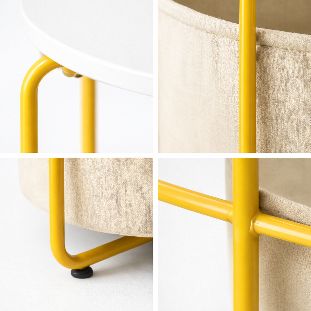 Mesa Auxiliar Blanca 40×40 con Estante Inferior para Living y Dormitorio-5